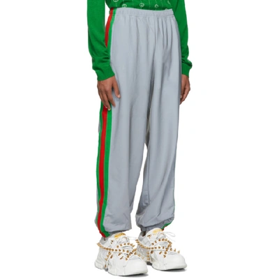 Shop Gucci Silver Reflective Loose Lounge Pants In 1300 Silver