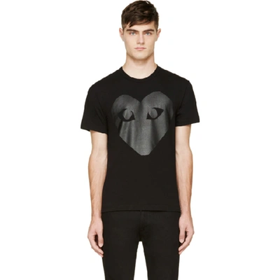 Shop Comme Des Garçons Play Comme Des Garcons Play Black And Carbon Glossy Heart Logo T-shirt In 1 Black