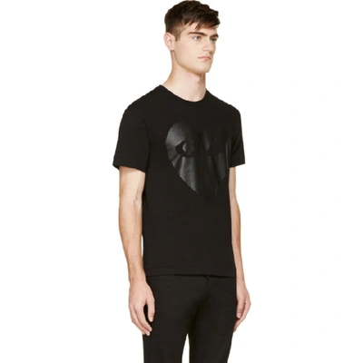 COMME DES GARCONS PLAY BLACK AND CARBON GLOSSY HEART LOGO T-SHIRT