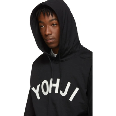 Shop Y-3 Black 'yohji' Letters Hoodie In Black/off-white