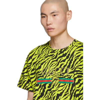 Shop Gucci Yellow Zebra Vintage Logo T-shirt In 7149ylw