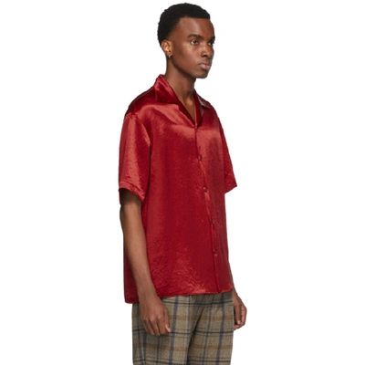 Shop Gucci Red Satin Snake Skull Shirt In 6509 Red