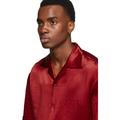 Shop Gucci Red Satin Snake Skull Shirt In 6509 Red