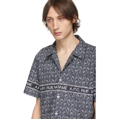 Shop Apc A.p.c. Navy Poplin Paisley Shirt In Iak Dk Navy