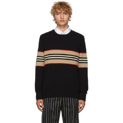 Shop Burberry Black Icon Stripe Sweater