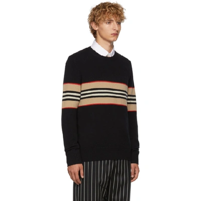 Shop Burberry Black Icon Stripe Sweater