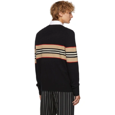 Shop Burberry Black Icon Stripe Sweater
