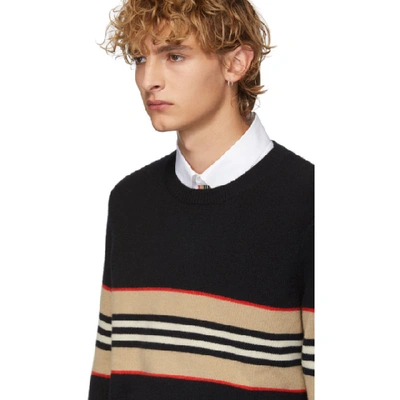 Shop Burberry Black Icon Stripe Sweater