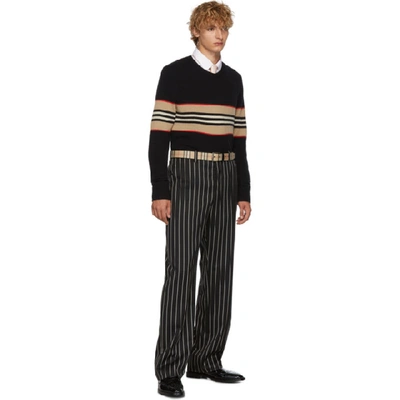 Shop Burberry Black Icon Stripe Sweater