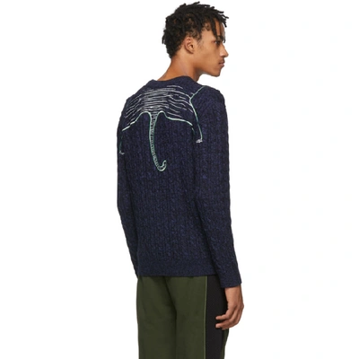 Shop Kenzo Navy Embroidery Claw Tiger Sweater