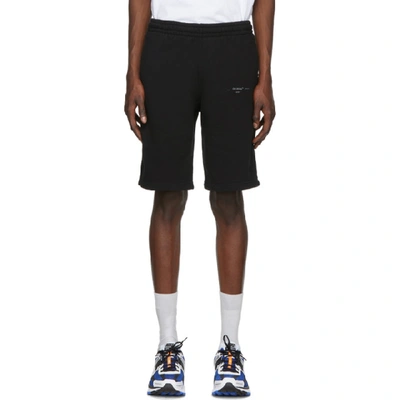 Shop Off-white Black Unfinished Sweat Shorts In Blk Sil