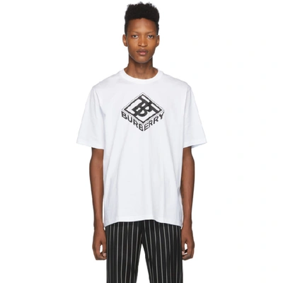 Shop Burberry White Logo Ellison T-shirt