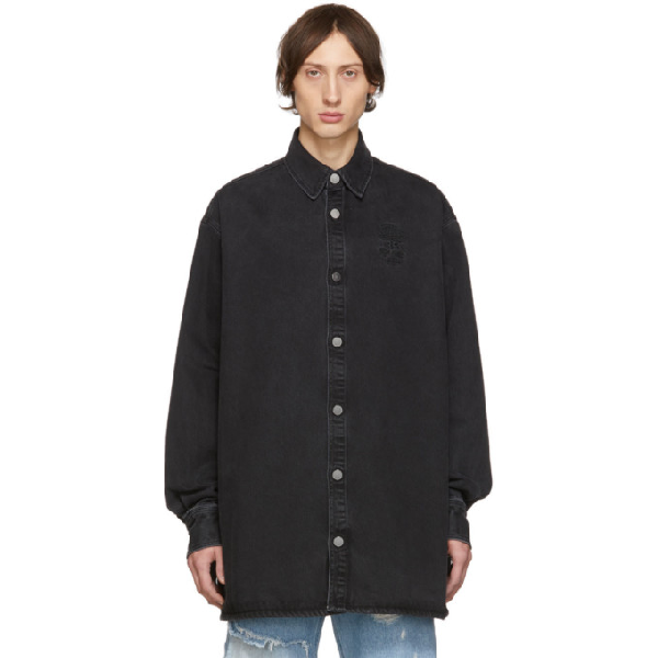 raf simons black denim shirt