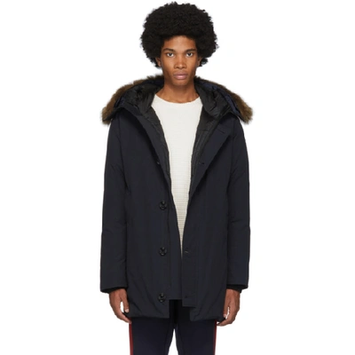 Shop Moncler Navy Pola Giubbotto Jacket In 742