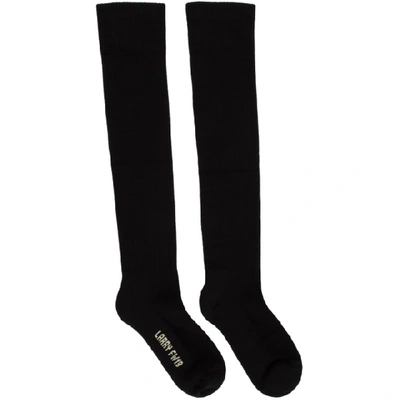 Shop Rick Owens Black Knee-high Larry Socks In 0921 Black/