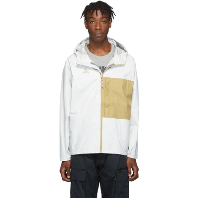 Shop Nike White And Yellow Acg Packable Rain Jacket In 010 Summit