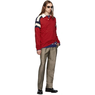 Shop Gucci Red Tennis Long Sleeve Polo In 6484 Red