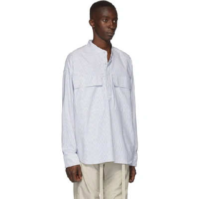 Shop Fear Of God Grey Stripe Pullover Henley Shirt In 067grystrp