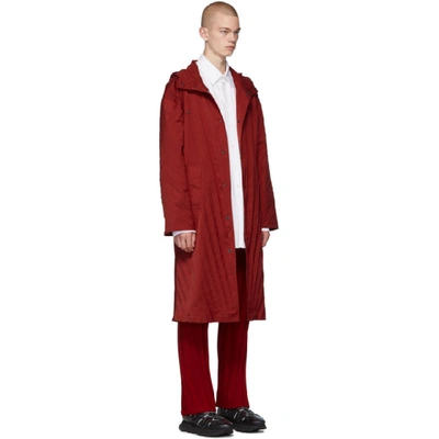 Shop Valentino Red Pleated Parka In 157rosso