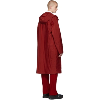 Shop Valentino Red Pleated Parka In 157rosso