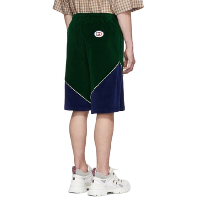Shop Gucci Green Velvet Shorts In 3055 Green