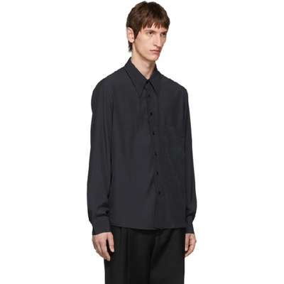 Shop Lemaire Black Satin Shirt In Midnight