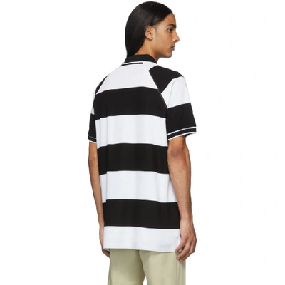 Shop Burberry Black And White Oversized Rugby Stripe Polo