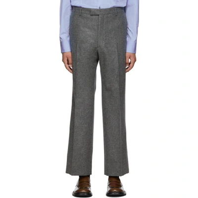 Shop Prada Grey Wool Loden Classic Fit Trousers In Grigio