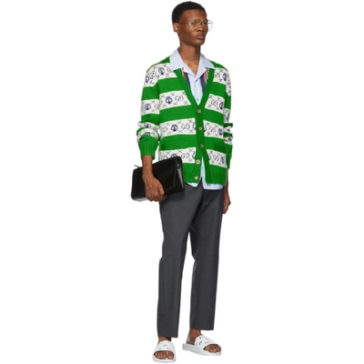 Shop Gucci Green Lyre Stripe Cardigan In 3516 Multi