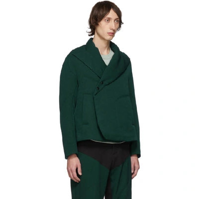 Shop Kiko Kostadinov Green Vein Padded Blazer Jacket