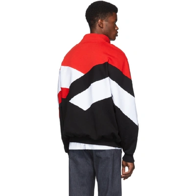 Shop Msgm Black And Red Half-zip Track Pullover In 99 Black