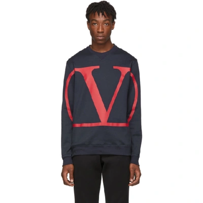 Shop Valentino Navy Vlogo Sweatshirt In I52navy/go