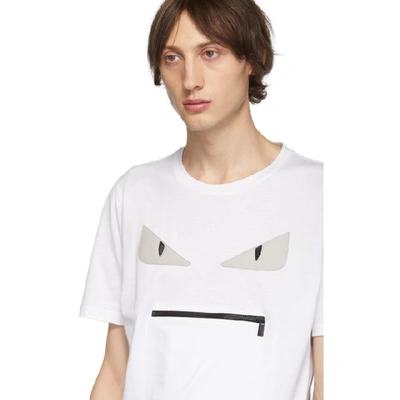 Shop Fendi White Bag Bugs Zip Mouth T-shirt In F0qa0 White