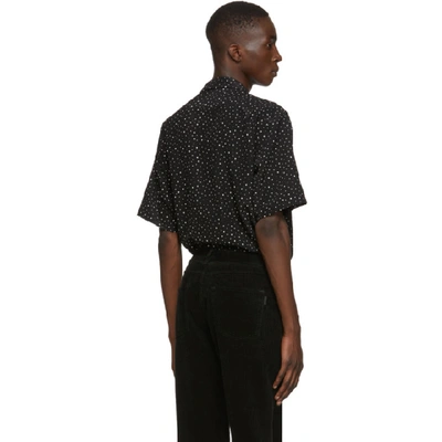 Shop Saint Laurent Black V-neck Short Sleeve Shirt In 1059 Blkvan