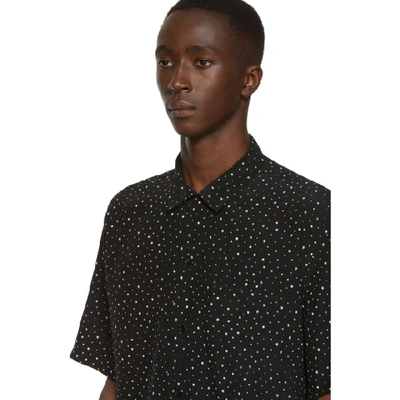 Shop Saint Laurent Black V-neck Short Sleeve Shirt In 1059 Blkvan