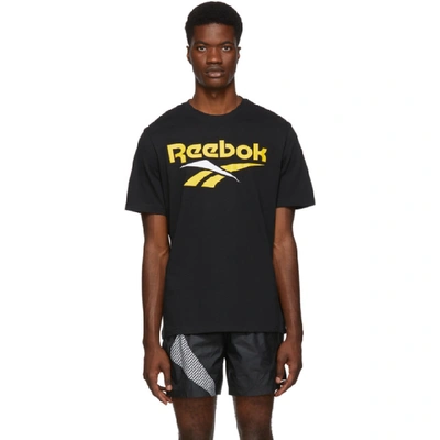 Shop Reebok Classics Black And Yellow Vector T-shirt In Black/ylw