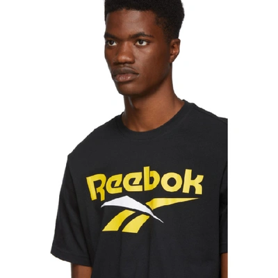 Shop Reebok Classics Black And Yellow Vector T-shirt In Black/ylw