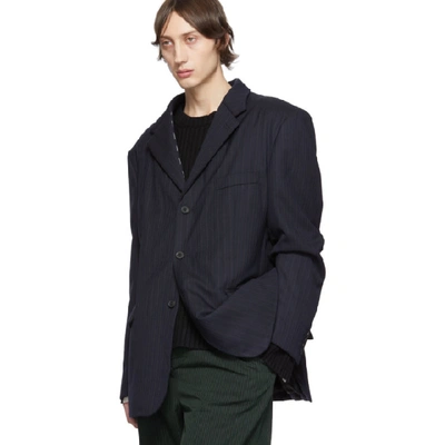 Shop Maison Margiela Navy Stripe Tailoring Blazer In 002f Navybl