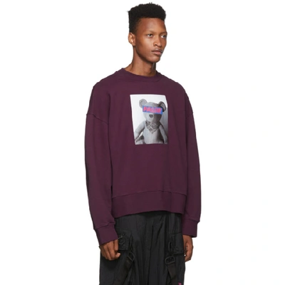 Shop Palm Angels Burgundy Bear Sweatshirt In 3888 Plum