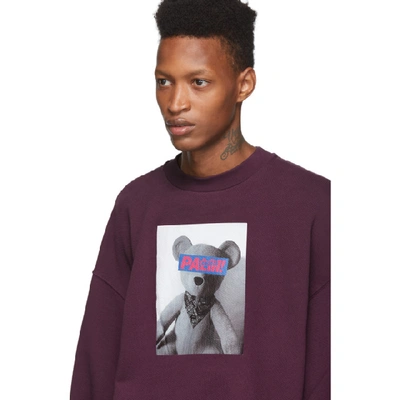 Shop Palm Angels Burgundy Bear Sweatshirt In 3888 Plum