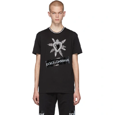 Shop Dolce & Gabbana Dolce And Gabbana Black Heart Logo T-shirt In N0000 Black