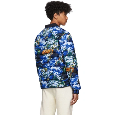 Shop Kenzo Reversible Navy Down  World Puffer Jacket In 76 Navy