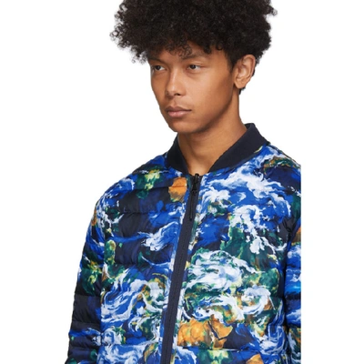 Shop Kenzo Reversible Navy Down  World Puffer Jacket In 76 Navy