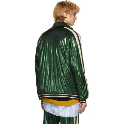 Shop Gucci Green Oversized Laminated Track Jacket In 3120