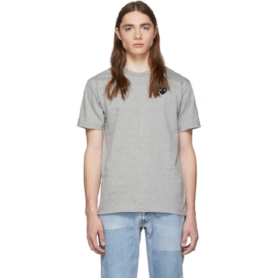 Shop Comme Des Garçons Play Grey & Black Heart Patch T-shirt