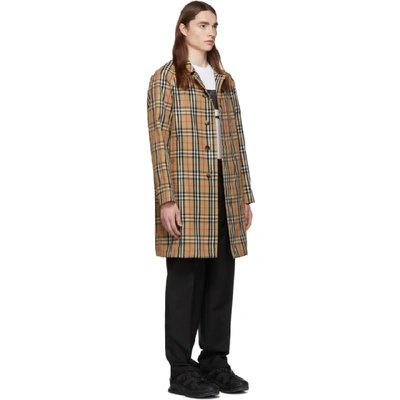 Shop Burberry Beige Check Belmont Car Coat