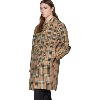 Shop Burberry Beige Check Belmont Car Coat