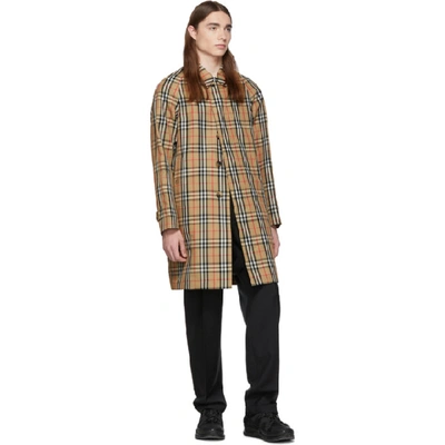 Shop Burberry Beige Check Belmont Car Coat