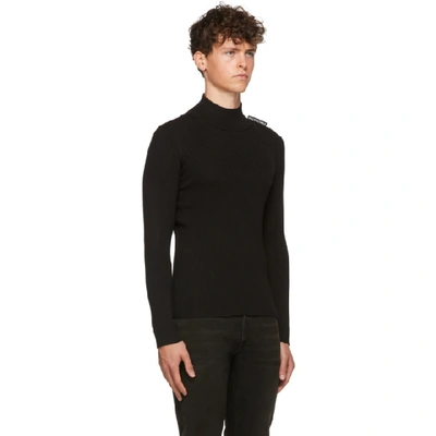 Shop Balenciaga Black Silk Rib Knit Turtleneck In 1000 Black