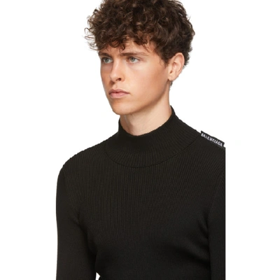 Shop Balenciaga Black Silk Rib Knit Turtleneck In 1000 Black